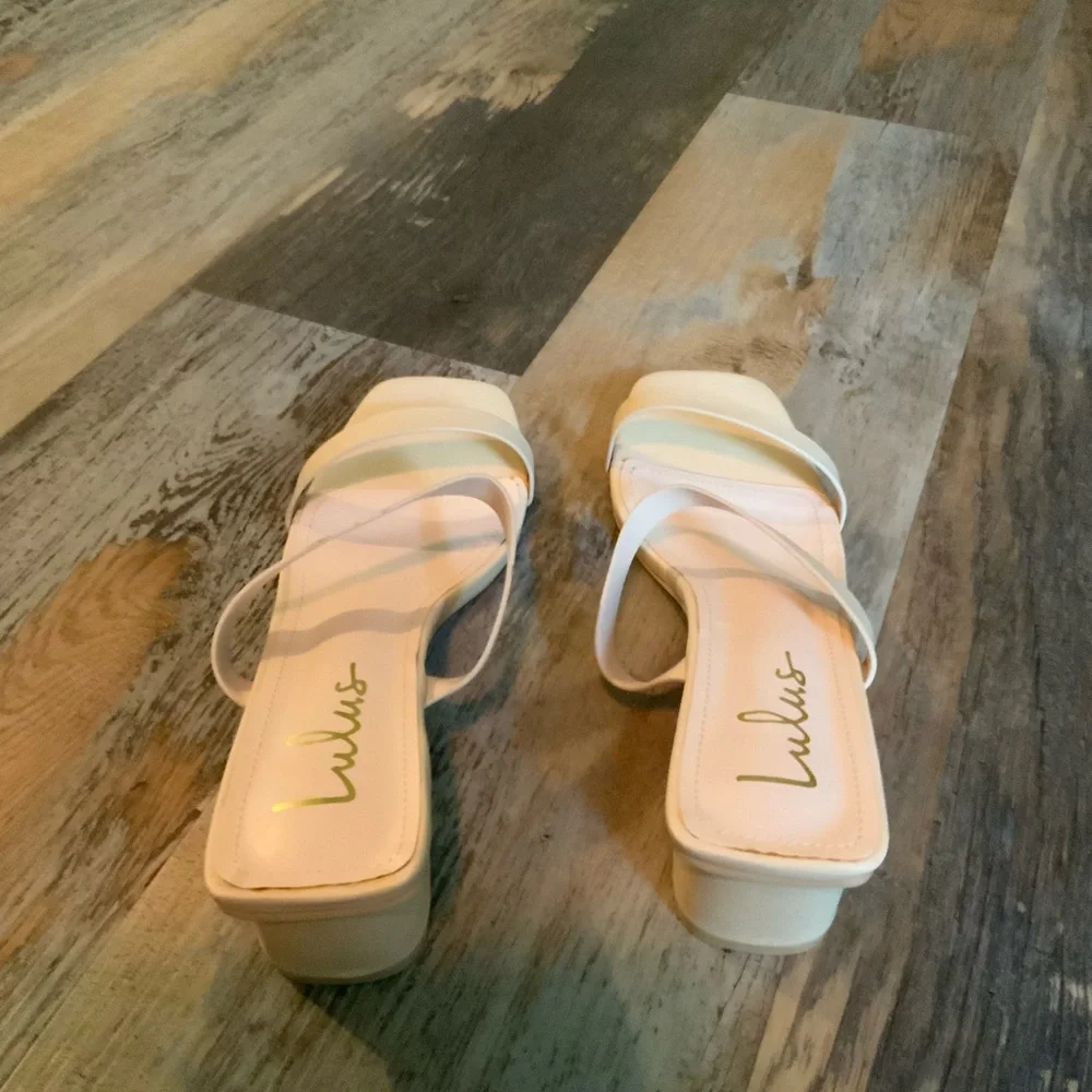 Lulu's Vanilla Double-Strap Fallyn Naked Heels Size 10